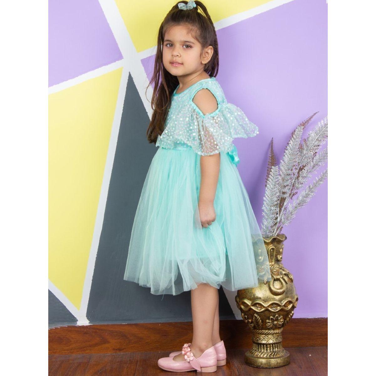 Bella Moda X Styli  Sequin Detail Cold Shoulder Sleeves Mesh Skater Dress-girls-clothing-dressesandjumpsuits-image-3