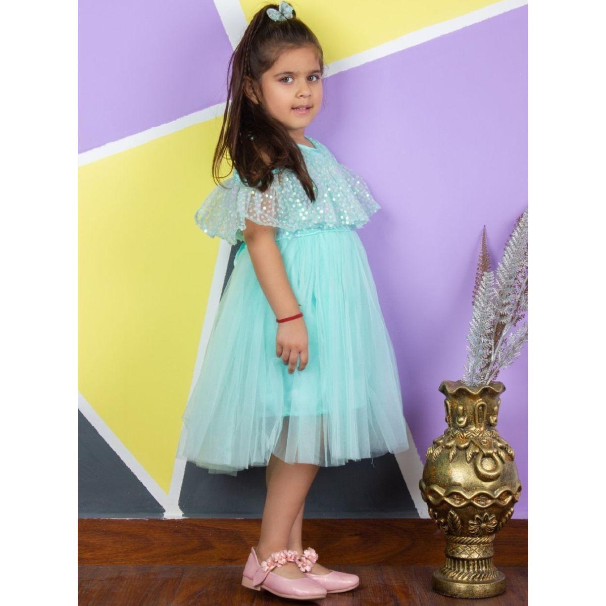 Bella Moda X Styli  Sequin Detail Cold Shoulder Sleeves Mesh Skater Dress-girls-clothing-dressesandjumpsuits-image-4