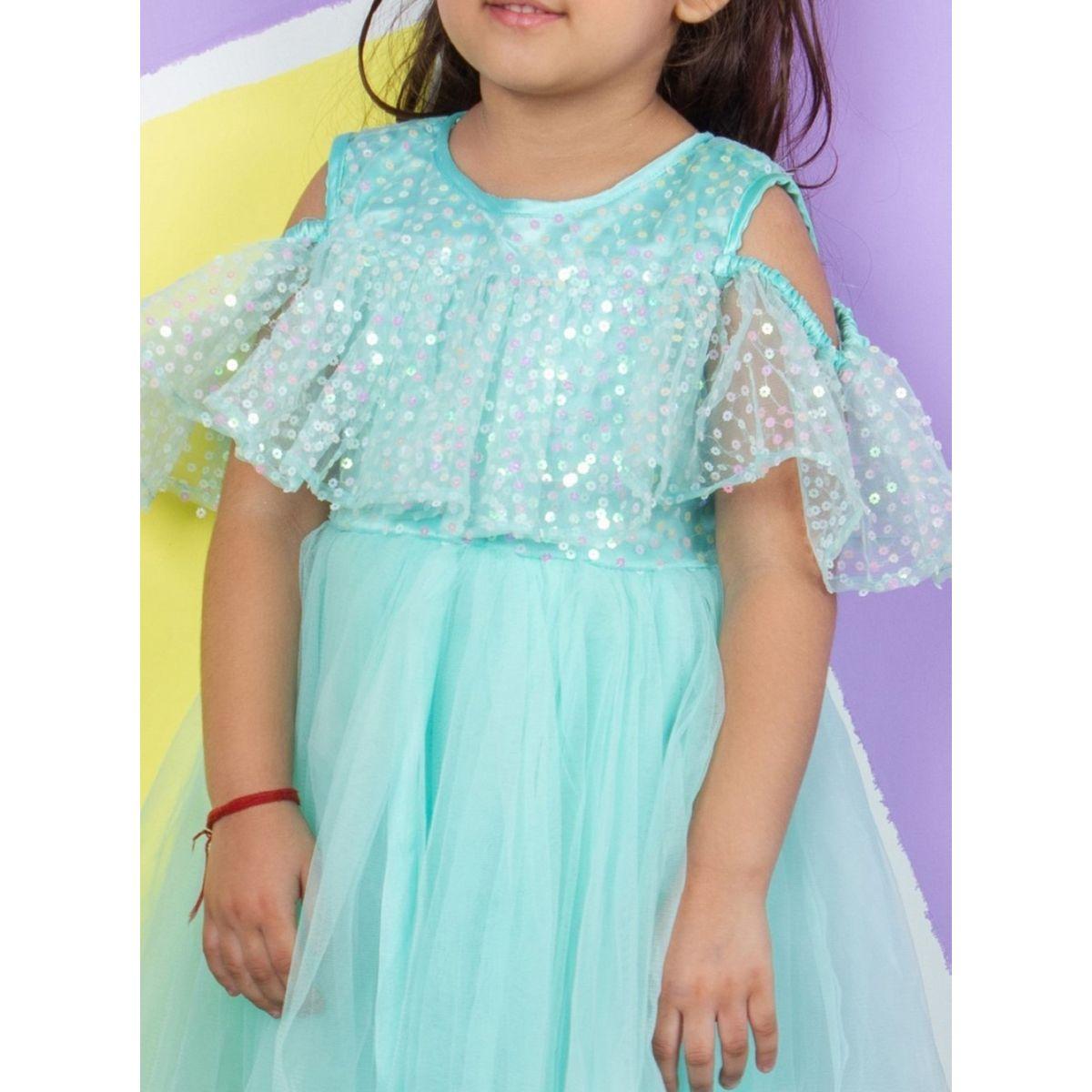 Bella Moda X Styli  Sequin Detail Cold Shoulder Sleeves Mesh Skater Dress-girls-clothing-dressesandjumpsuits-image-5