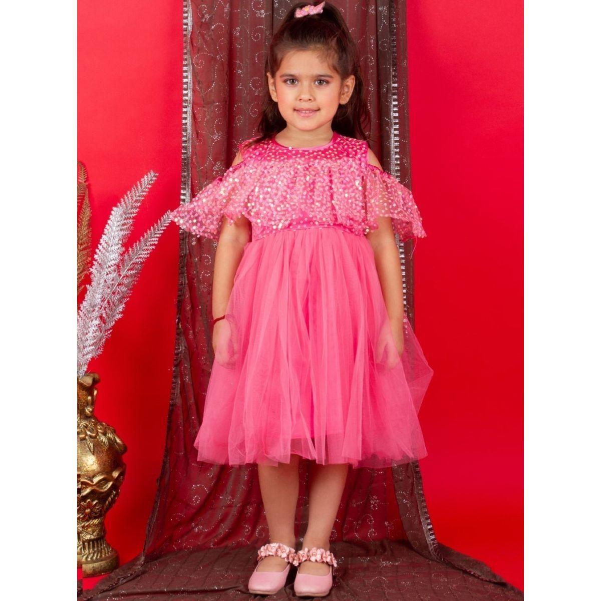 Bella Moda Sequin Detail Cold Shoulder Sleeves Mesh Skater Dress-girls-clothing-dressesandjumpsuits-image-1