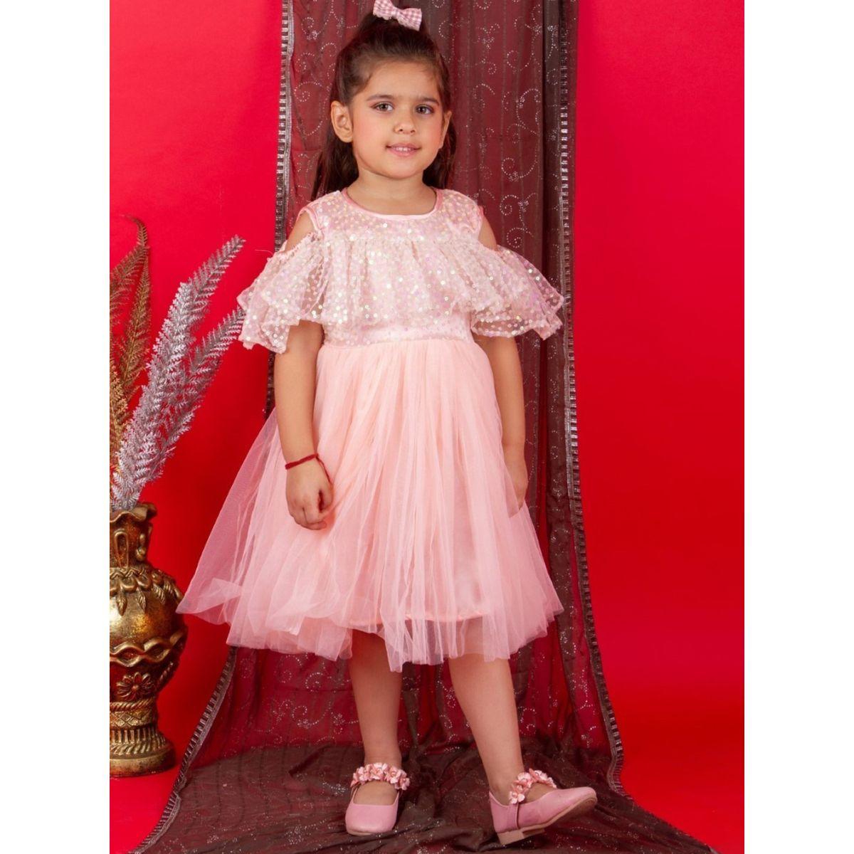 Bella Moda X Styli  Sequin Detail Cold Shoulder Mesh Skater Dress-girls-clothing-dressesandjumpsuits-image-1