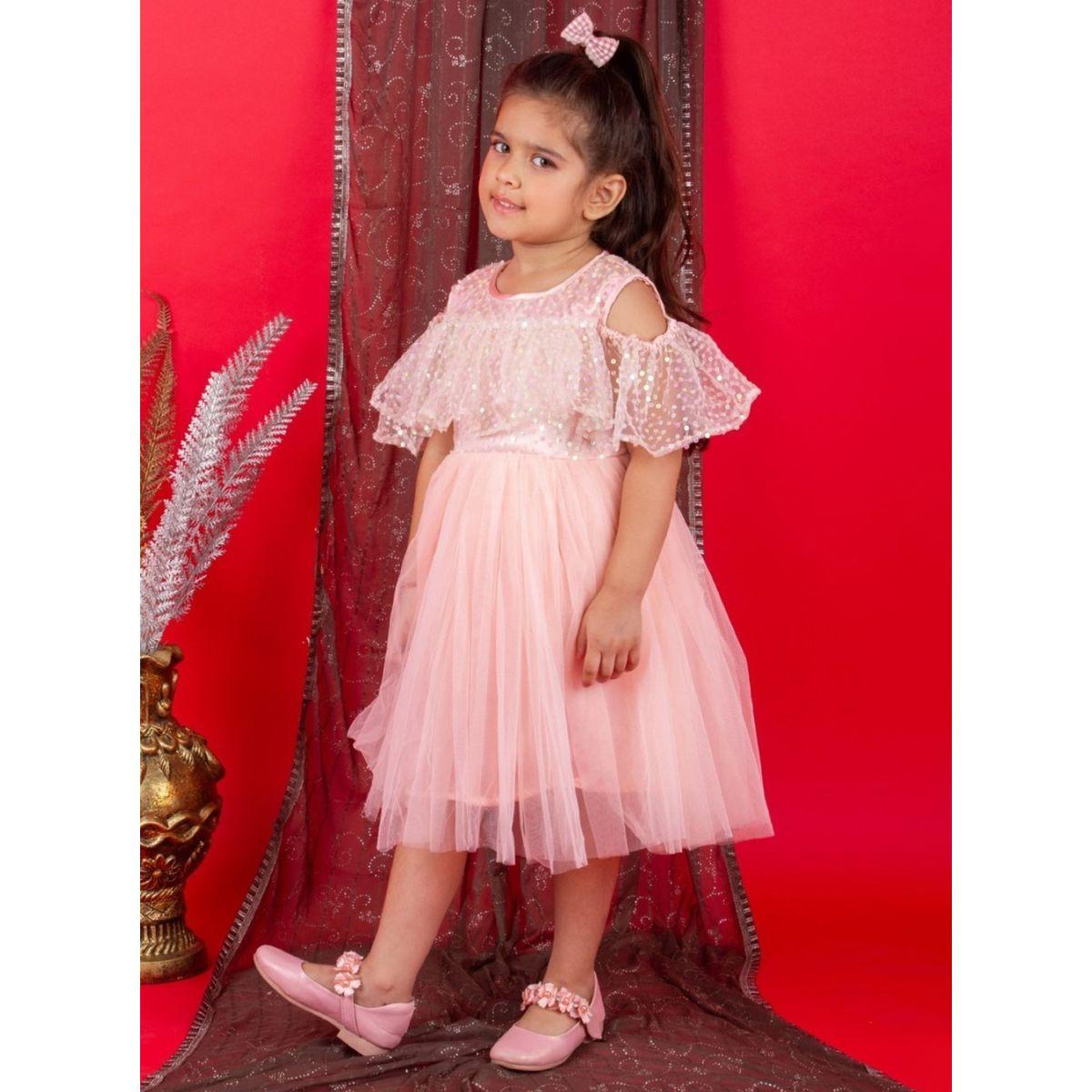 Bella Moda X Styli  Sequin Detail Cold Shoulder Mesh Skater Dress-girls-clothing-dressesandjumpsuits-image-3