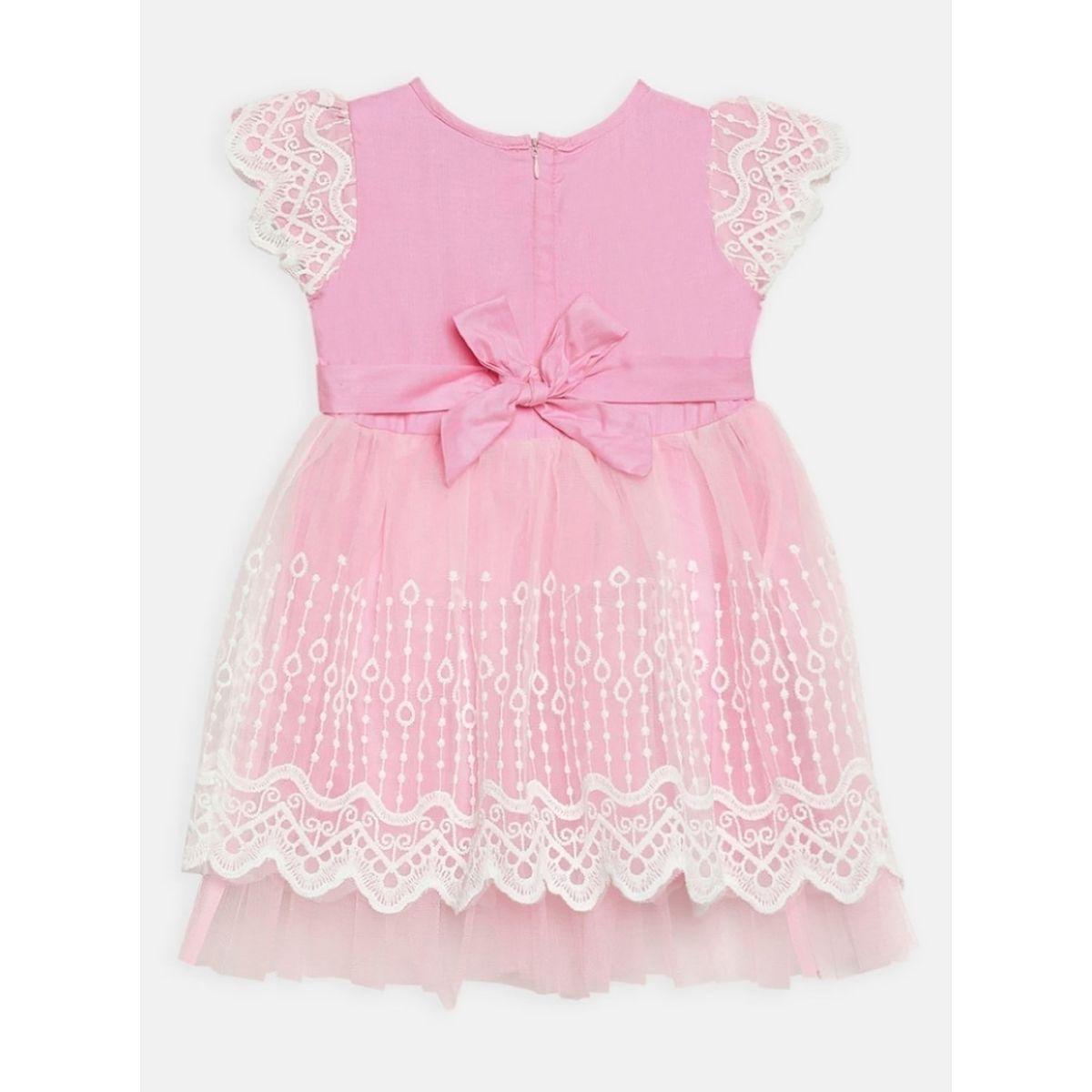 Bella Moda Lace Embroidered Bow Detail Mesh Dress-girls-clothing-dressesandjumpsuits-image-2