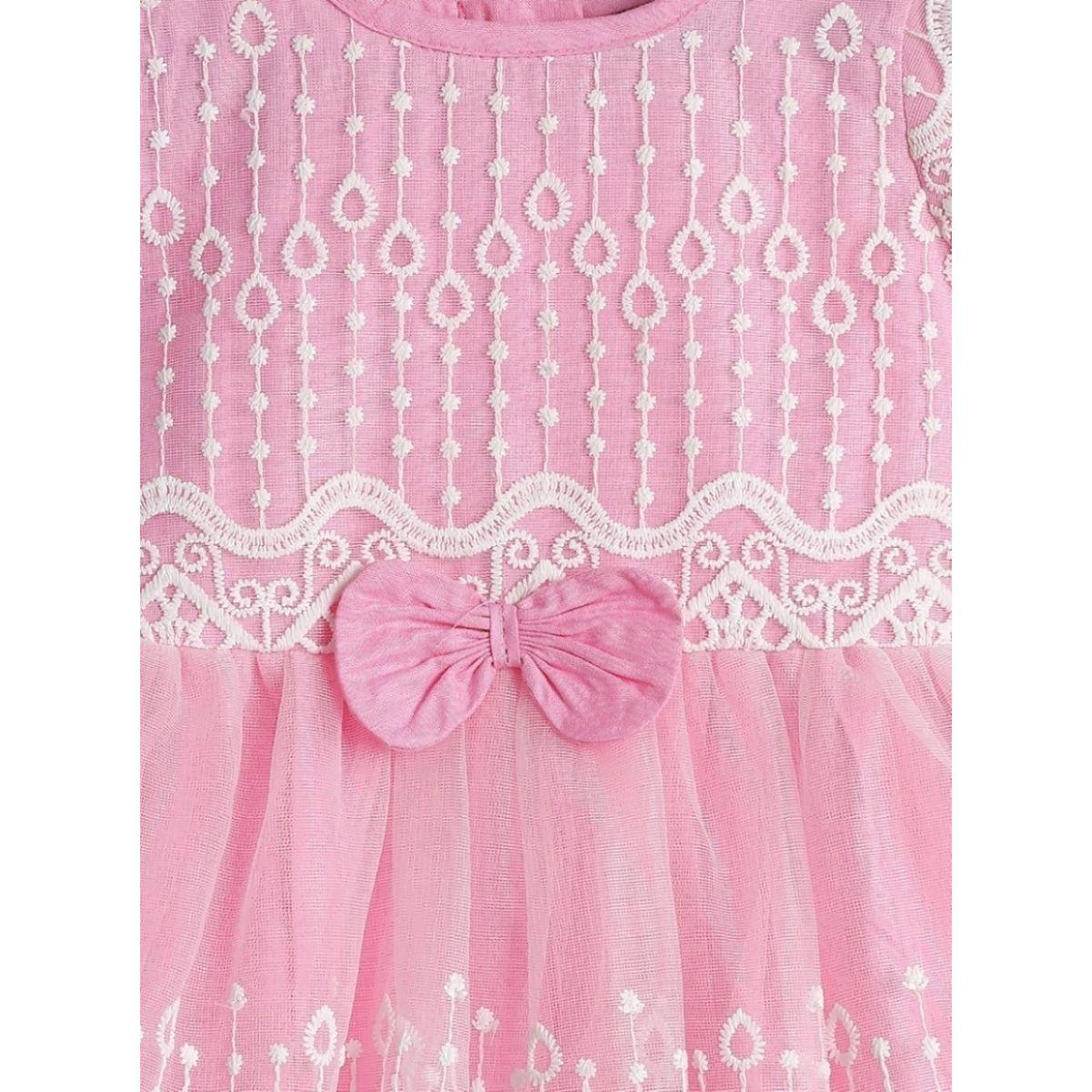 Bella Moda Lace Embroidered Bow Detail Mesh Dress-girls-clothing-dressesandjumpsuits-image-3