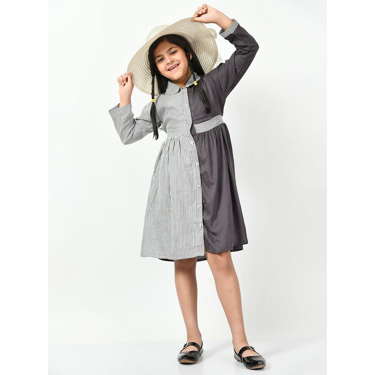 Bella Moda X Styli  Cotton Striped Colorblock Shirt Dress-girls-clothing-dressesandjumpsuits-image-3