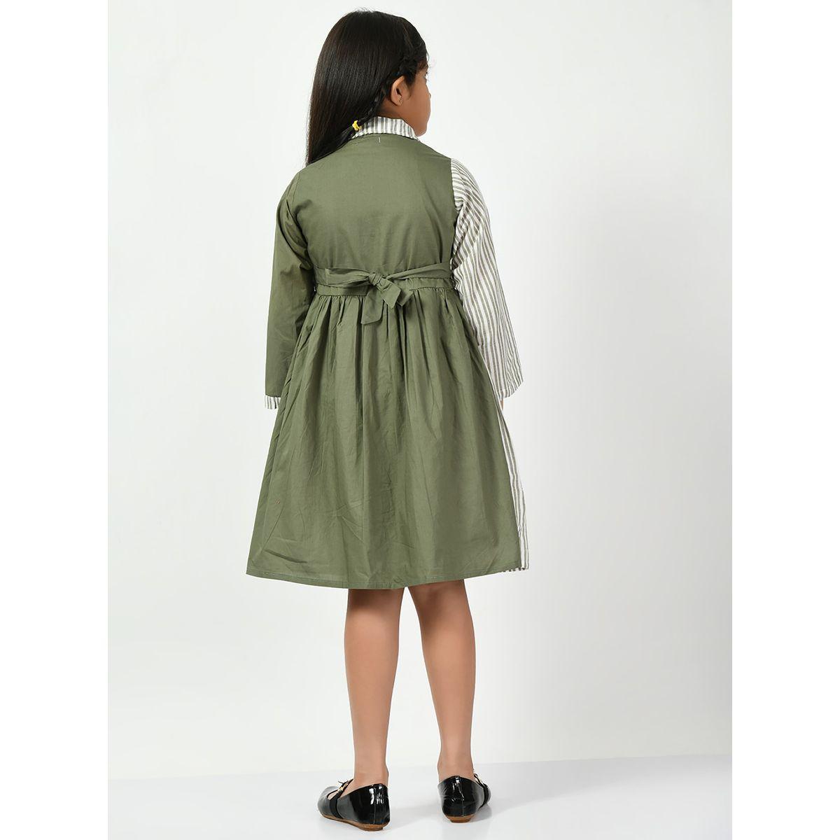 Bella Moda X Styli  Cotton Striped Colorblock Shirt Dress-girls-clothing-dressesandjumpsuits-image-2