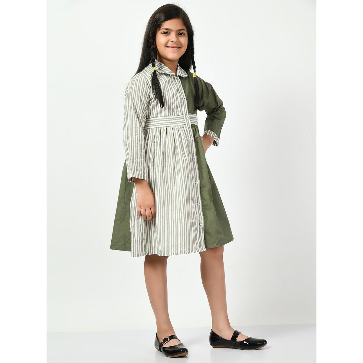 Bella Moda X Styli  Cotton Striped Colorblock Shirt Dress-girls-clothing-dressesandjumpsuits-image-4