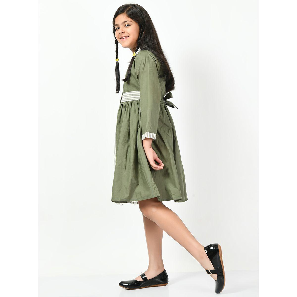 Bella Moda X Styli  Cotton Striped Colorblock Shirt Dress-girls-clothing-dressesandjumpsuits-image-5