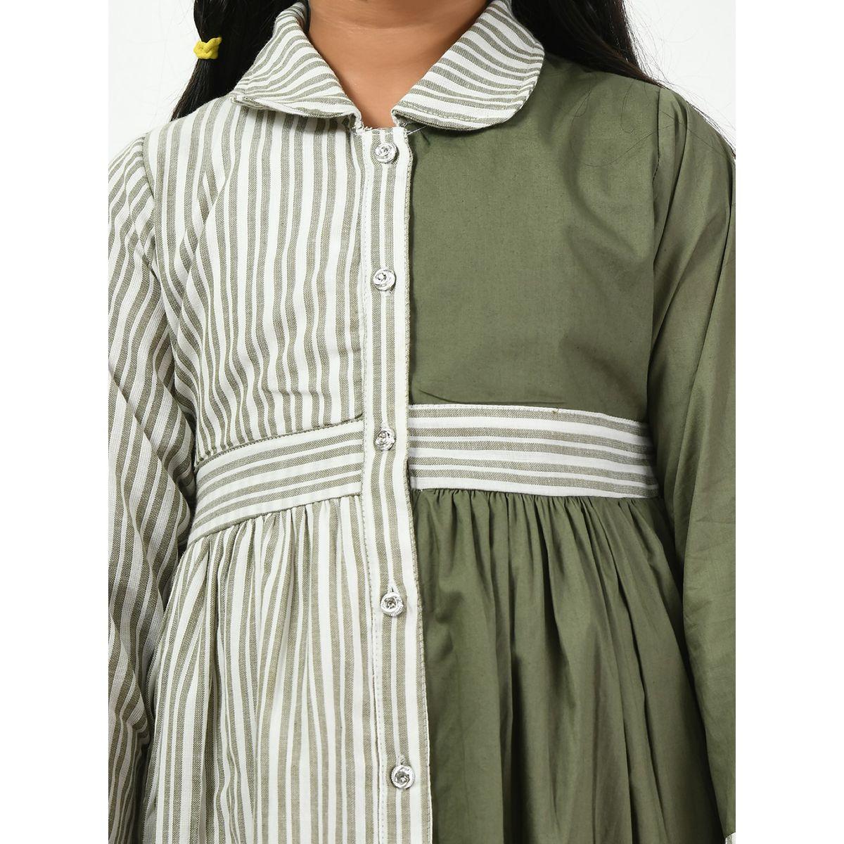 Bella Moda X Styli  Cotton Striped Colorblock Shirt Dress-girls-clothing-dressesandjumpsuits-image-6