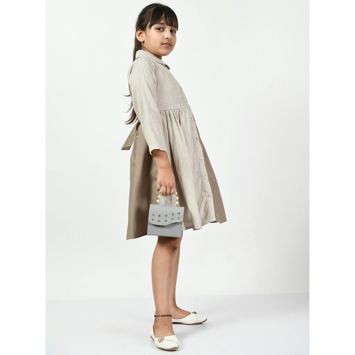 Bella Moda X Styli  Cotton Striped Colorblock Shirt Dress-girls-clothing-dressesandjumpsuits-image-3