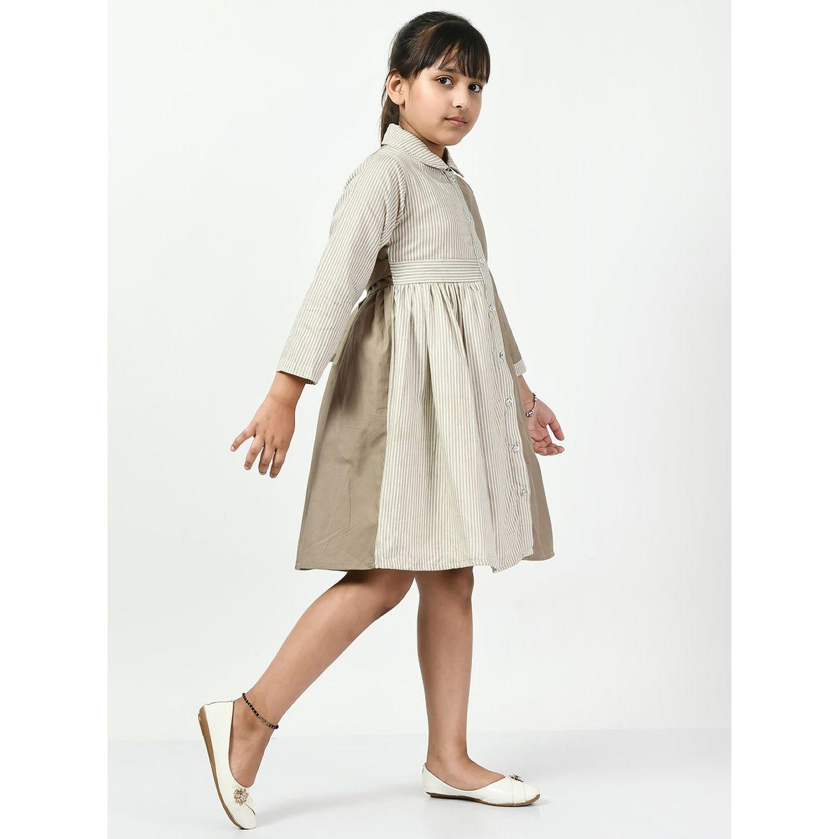 Bella Moda X Styli  Cotton Striped Colorblock Shirt Dress-girls-clothing-dressesandjumpsuits-image-5