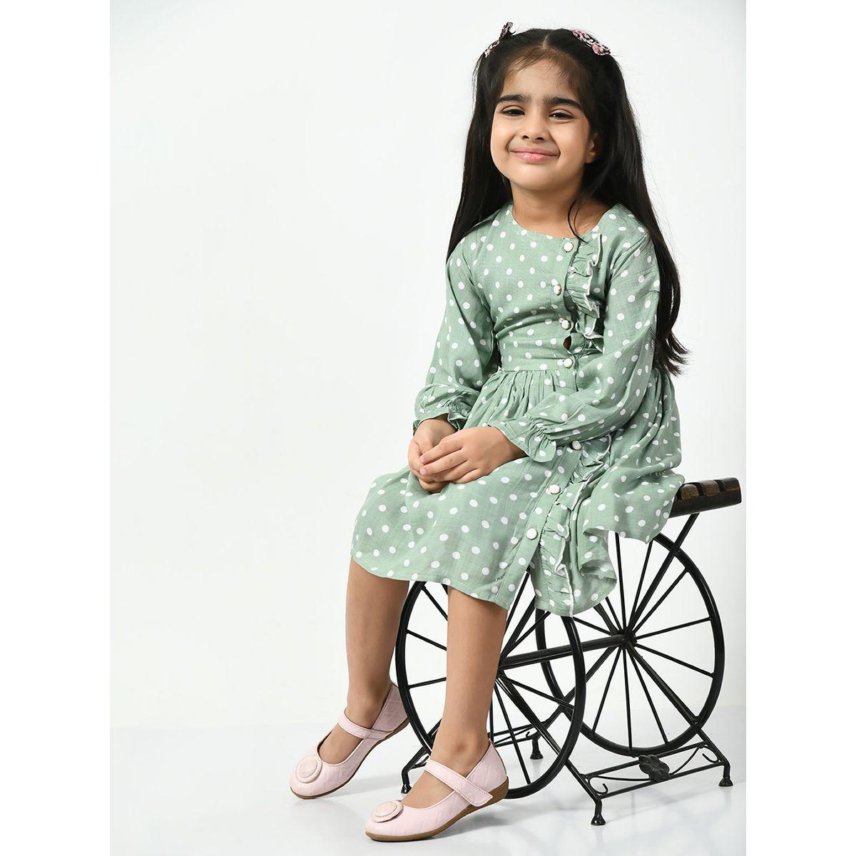 فستان مطبع بنقاط بولكا مع كشكش بيلا مودا × ستايلي-girls-clothing-dressesandjumpsuits-image-3