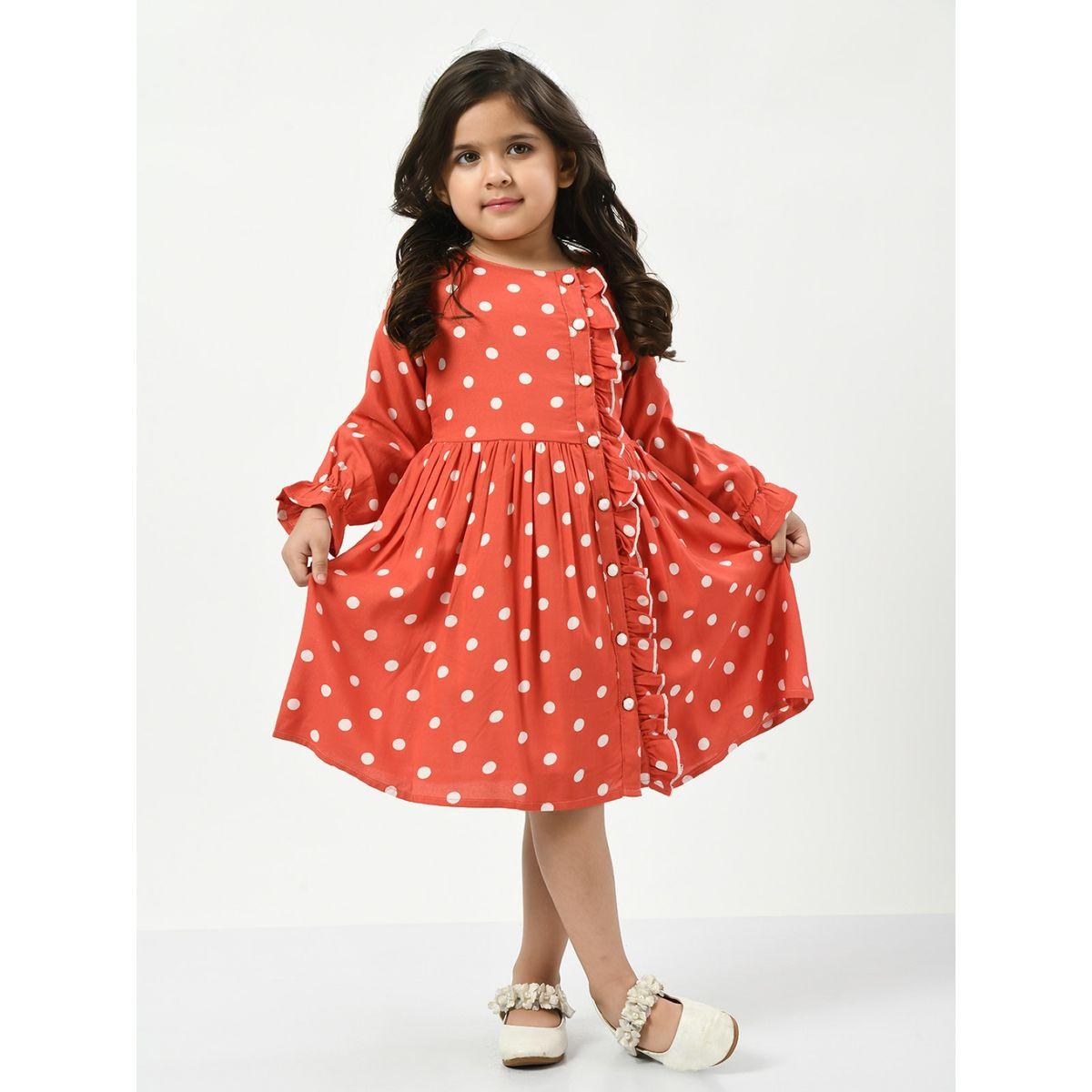 Bella Moda X Styli  Polka Dot Print Ruffle Detail Shirt Dress-girls-clothing-dressesandjumpsuits-image-1