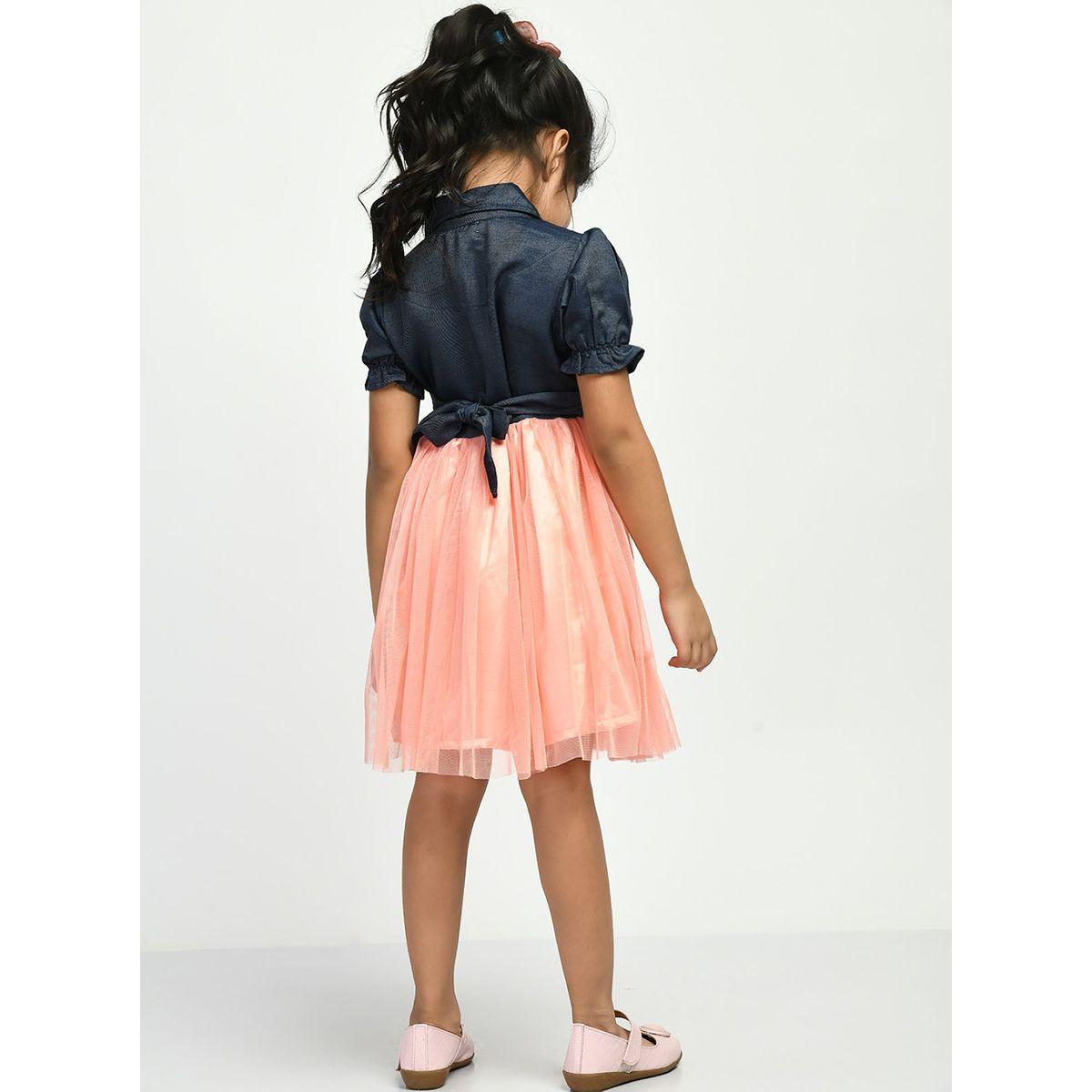 Bella Moda X Styli  Embellished Collared Mesh Frill Hem Dress-girls-clothing-dressesandjumpsuits-image-2