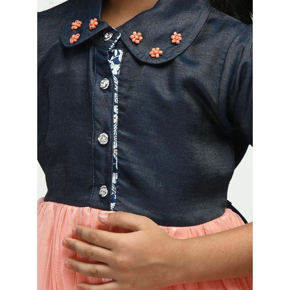 Bella Moda X Styli  Embellished Collared Mesh Frill Hem Dress-girls-clothing-dressesandjumpsuits-image-6
