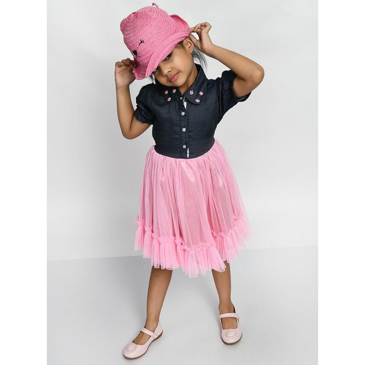 Bella Moda X Styli  Embellished Collared Mesh Frill Hem Dress-girls-clothing-dressesandjumpsuits-image-3