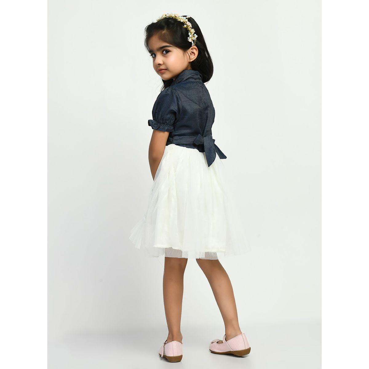 Bella Moda X Styli  Embellished Collared Mesh Frill Hem Dress-girls-clothing-dressesandjumpsuits-image-2