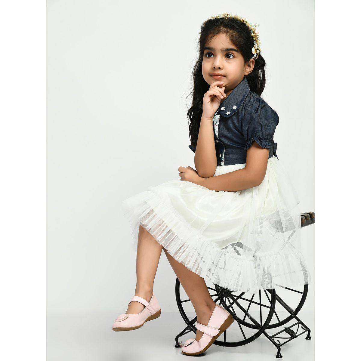Bella Moda X Styli  Embellished Collared Mesh Frill Hem Dress-girls-clothing-dressesandjumpsuits-image-3