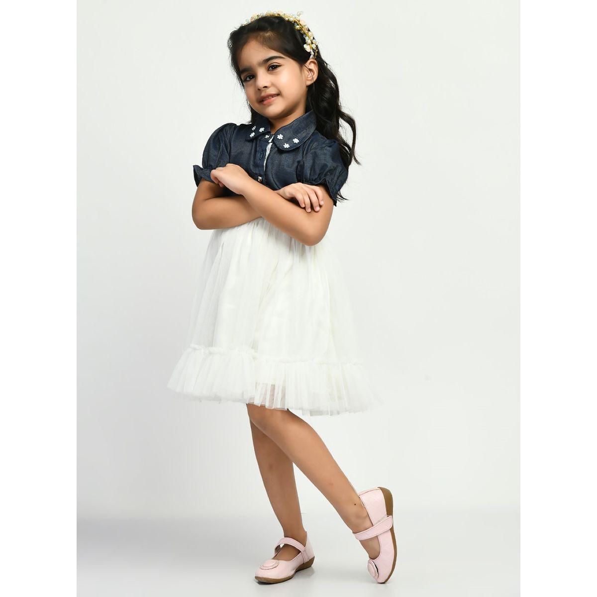 Bella Moda X Styli  Embellished Collared Mesh Frill Hem Dress-girls-clothing-dressesandjumpsuits-image-5