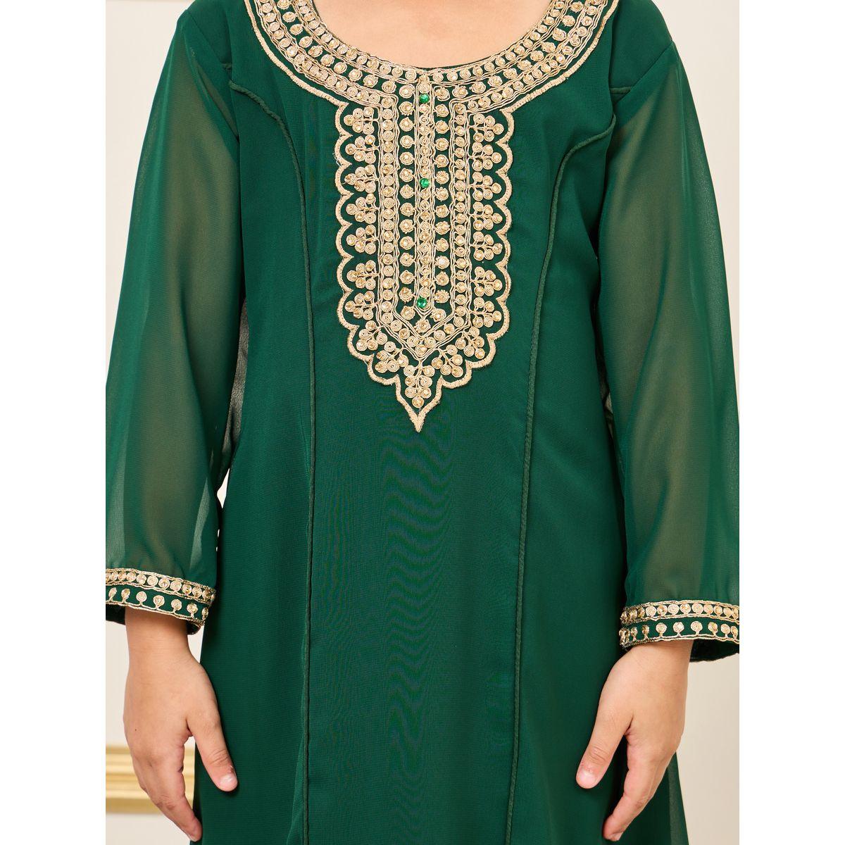 Maxim Creation Embellished Trim Round Neck Jalabiya-girls-clothing-dressesandjumpsuits-image-3