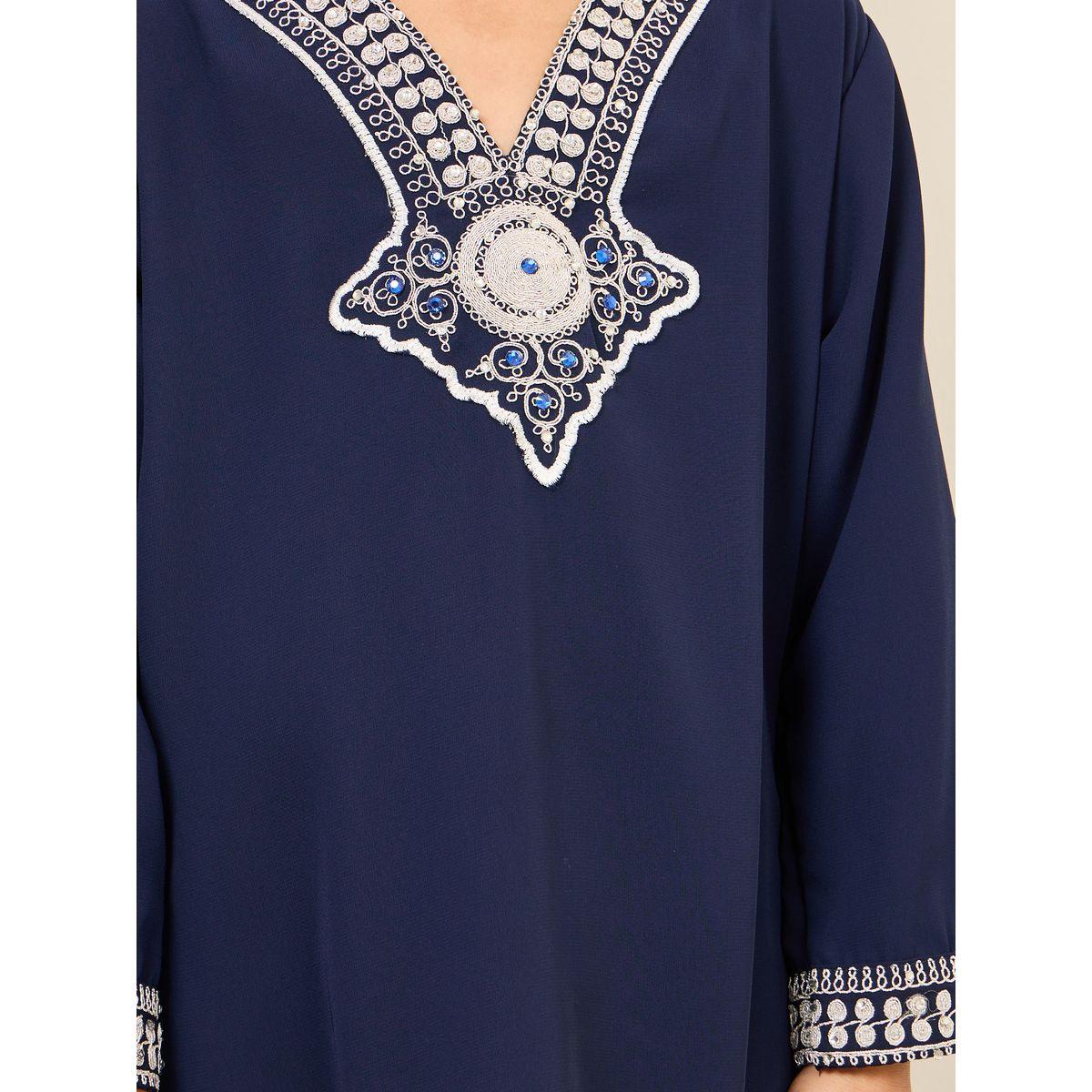 Maxim Creation V Neck Embroidery Detail Jalabiya-girls-clothing-dressesandjumpsuits-image-3