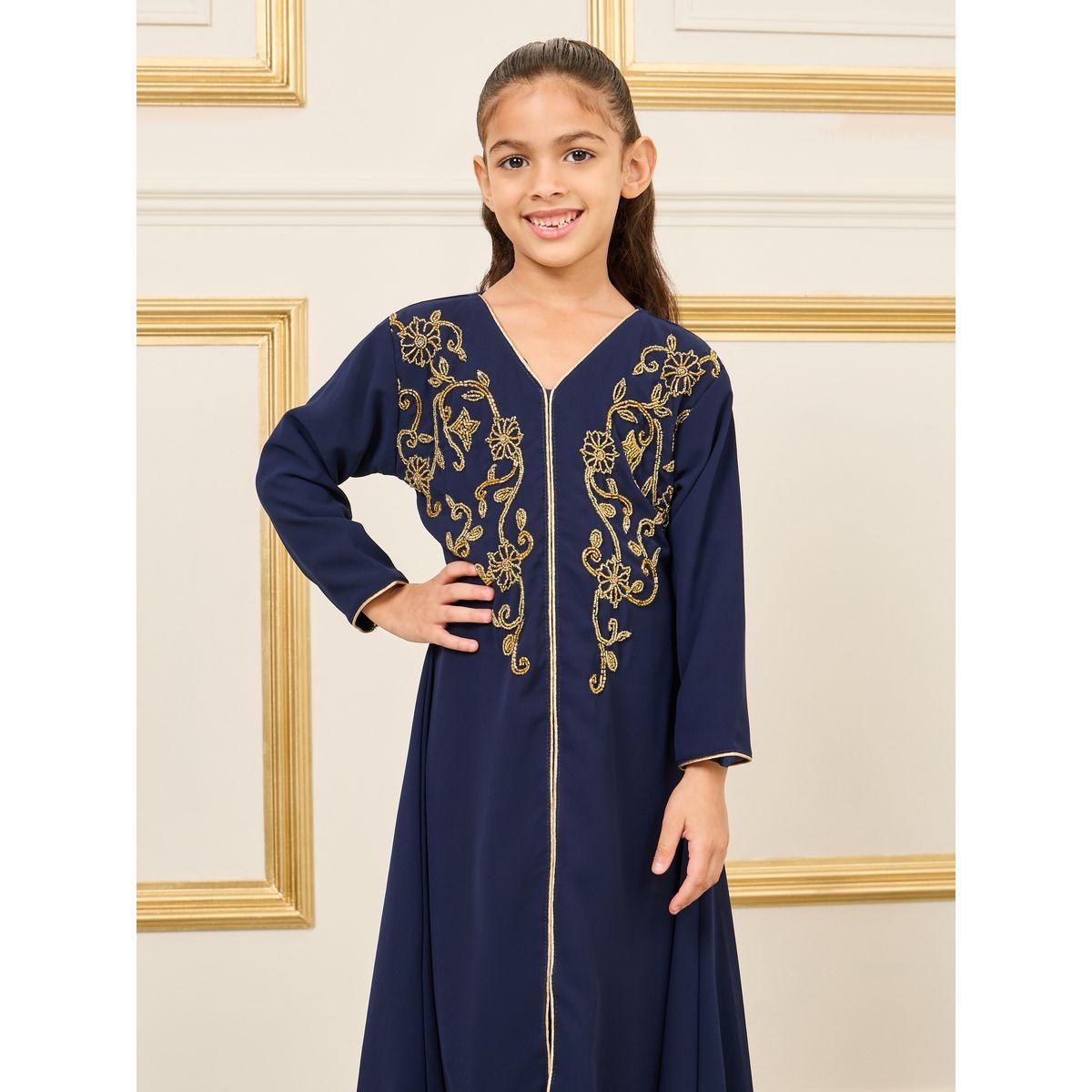 جلابية بتفاصيل مُطرّزة مع شق امامي-girls-clothing-dressesandjumpsuits-image-2
