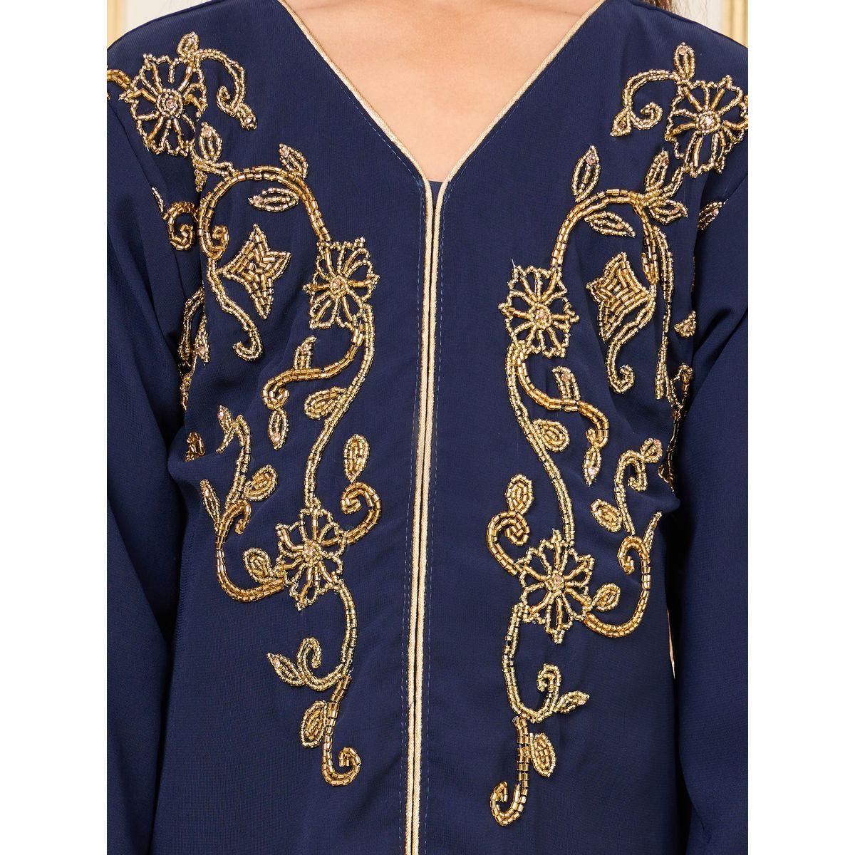 Maxim Creation Embroidery V Neck Front Slit Jalabiya-girls-clothing-dressesandjumpsuits-image-3