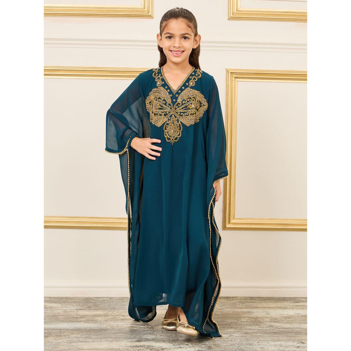 Maxim Creation V Neck Embellished Trim Kaftan-girls-clothing-dressesandjumpsuits-image-1