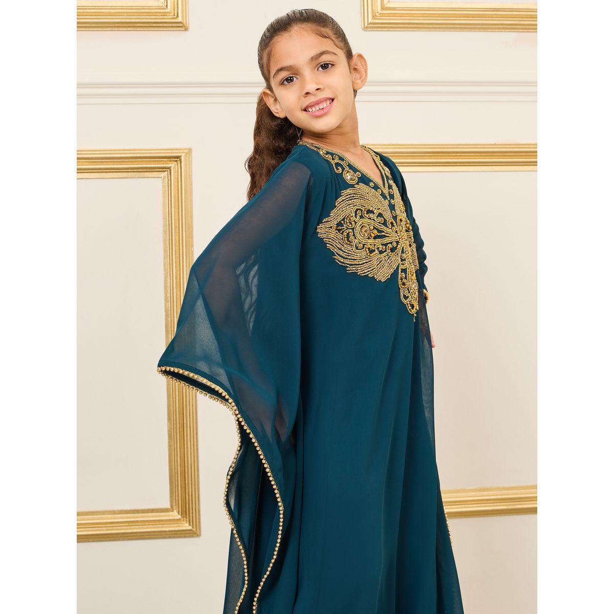 قفطان بتفاصيل مُطرّزة ومنمق بالخرز-girls-clothing-dressesandjumpsuits-image-2