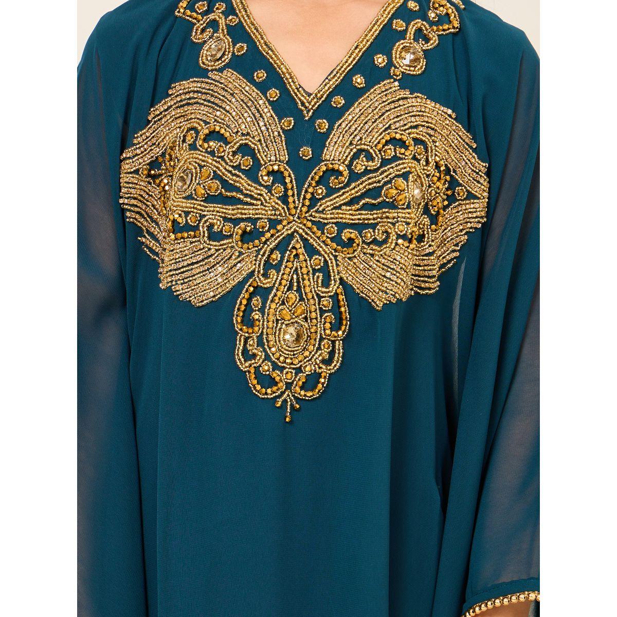 Maxim Creation V Neck Embellished Trim Kaftan-girls-clothing-dressesandjumpsuits-image-3