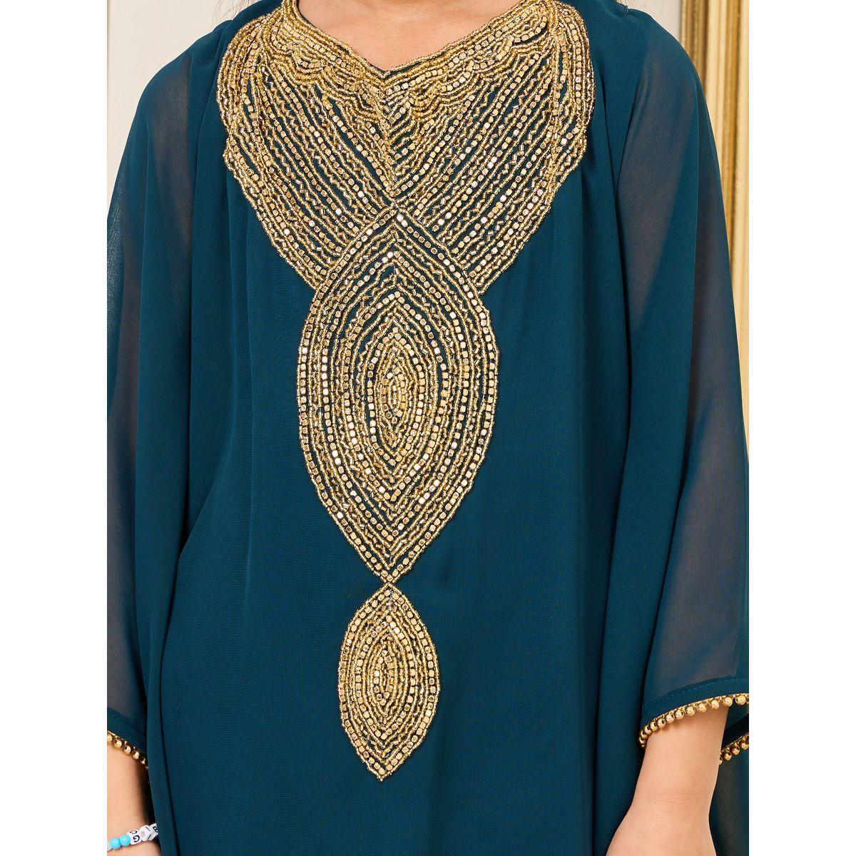 Maxim Creation Embellished Beaded Trim Asymmetrical Hem Kaftan-girls-clothing-dressesandjumpsuits-image-3