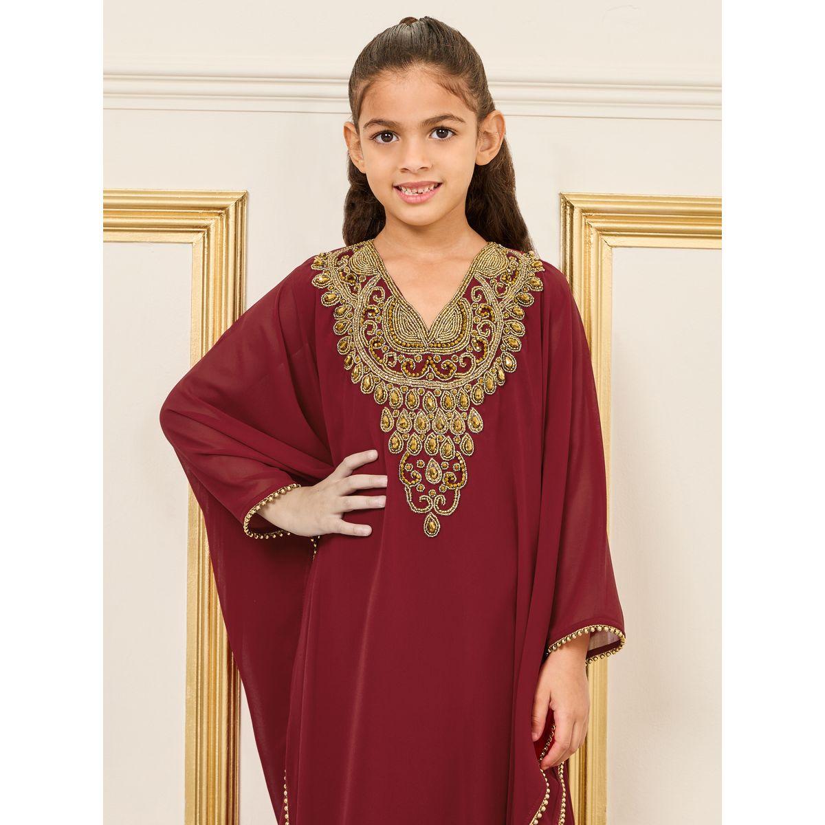 قفطان بتفاصيل مُطرّزة ومنمق بالخرز-girls-clothing-dressesandjumpsuits-image-2