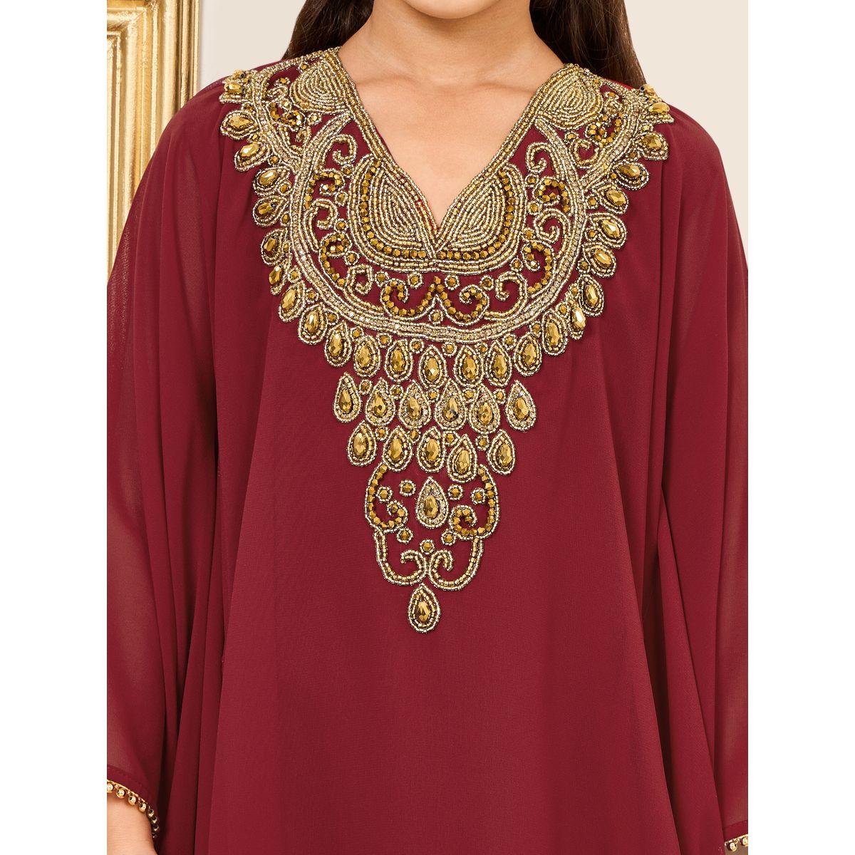 قفطان بتفاصيل مُطرّزة ومنمق بالخرز-girls-clothing-dressesandjumpsuits-image-3