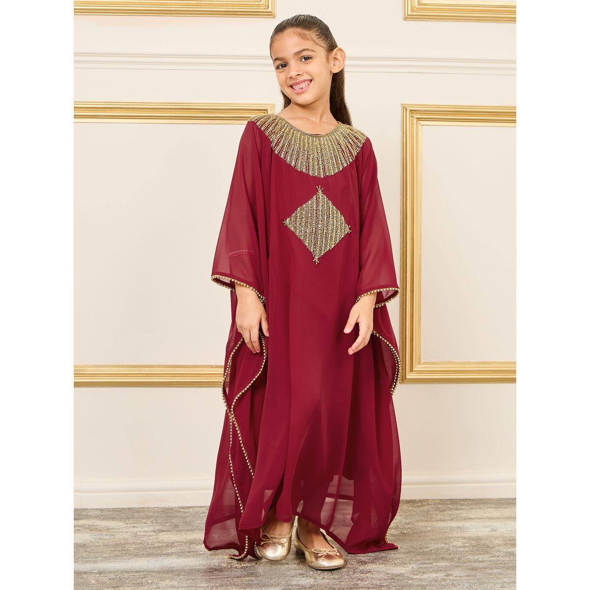 Maxim Creation Embellished Round Neck Trim Kaftan-girls-clothing-dressesandjumpsuits-image-1