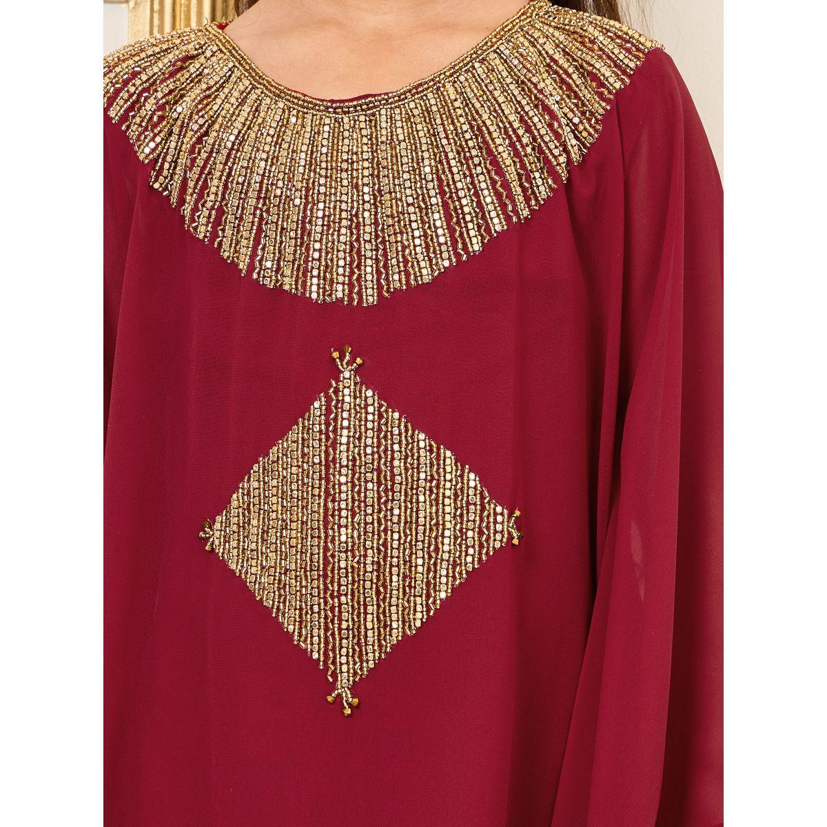 Maxim Creation Embellished Round Neck Trim Kaftan-girls-clothing-dressesandjumpsuits-image-3