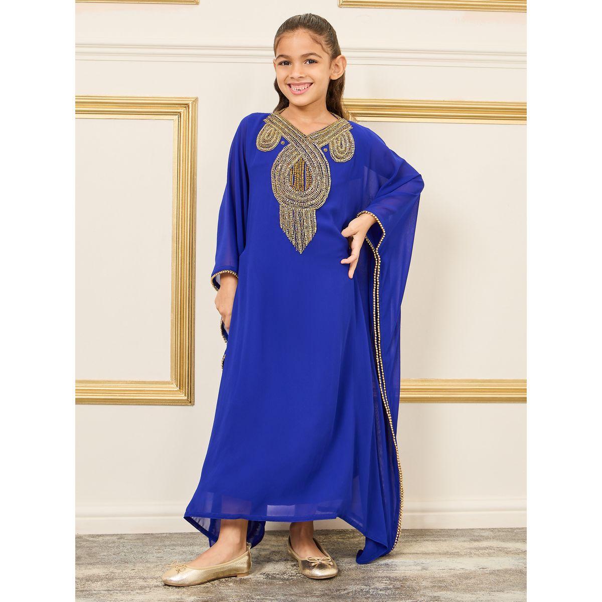 قفطان بتفاصيل مُطرّزة ومنمق بالخرز-girls-clothing-dressesandjumpsuits-image-1