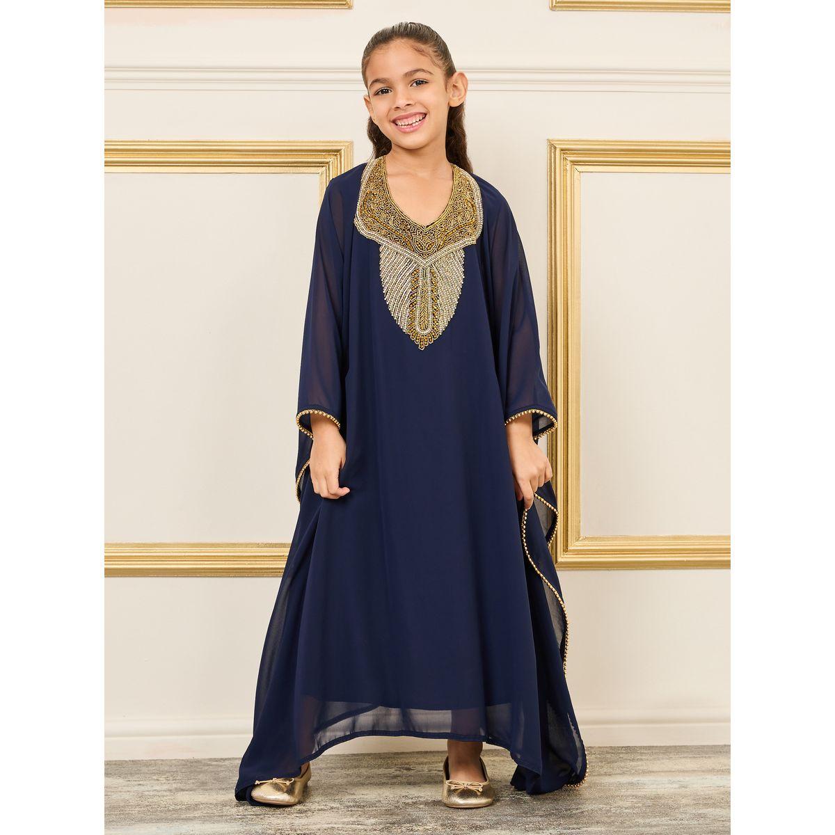 قفطان بتفاصيل مُطرّزة ومنمق بالخرز-girls-clothing-dressesandjumpsuits-image-1