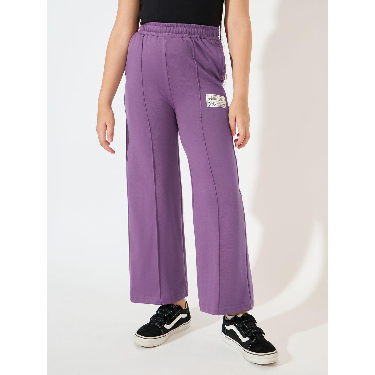 Styli Elevate Solid Pintuck Flared Joggers with Patch Detail-girls-clothing-bottoms-joggersandtrackpants-image-1