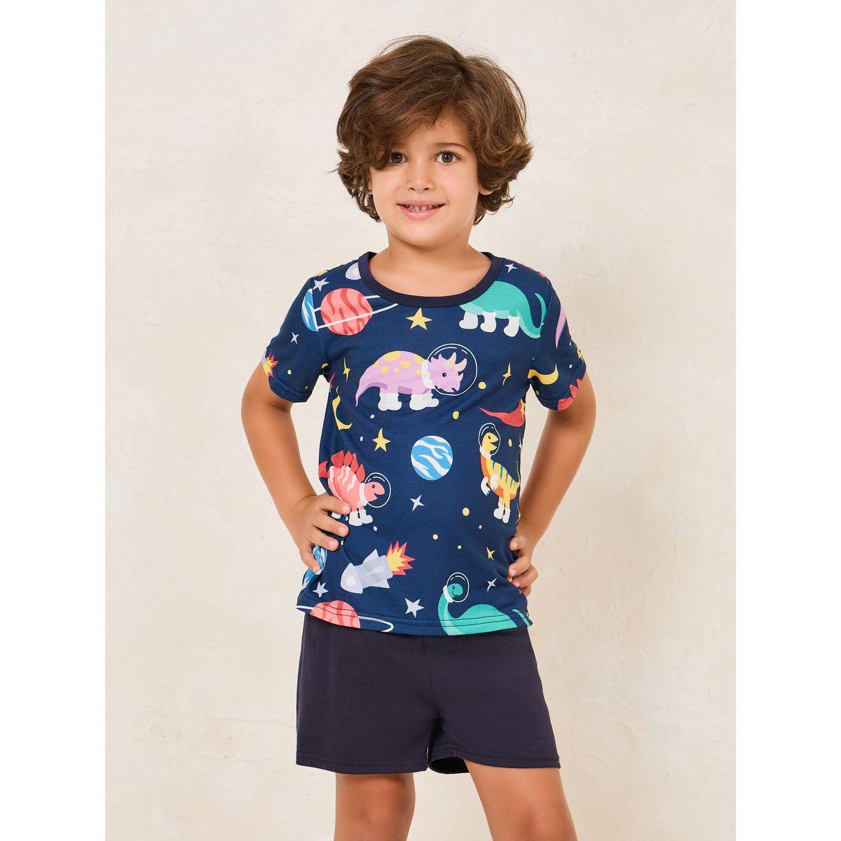 Styli Graphic Print T-Shirt & Shorts Set-boys-clothing-nightwear-image-2