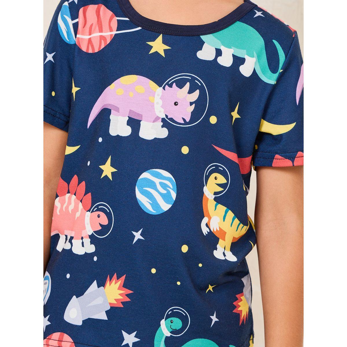 Styli Graphic Print T-Shirt & Shorts Set-boys-clothing-nightwear-image-3