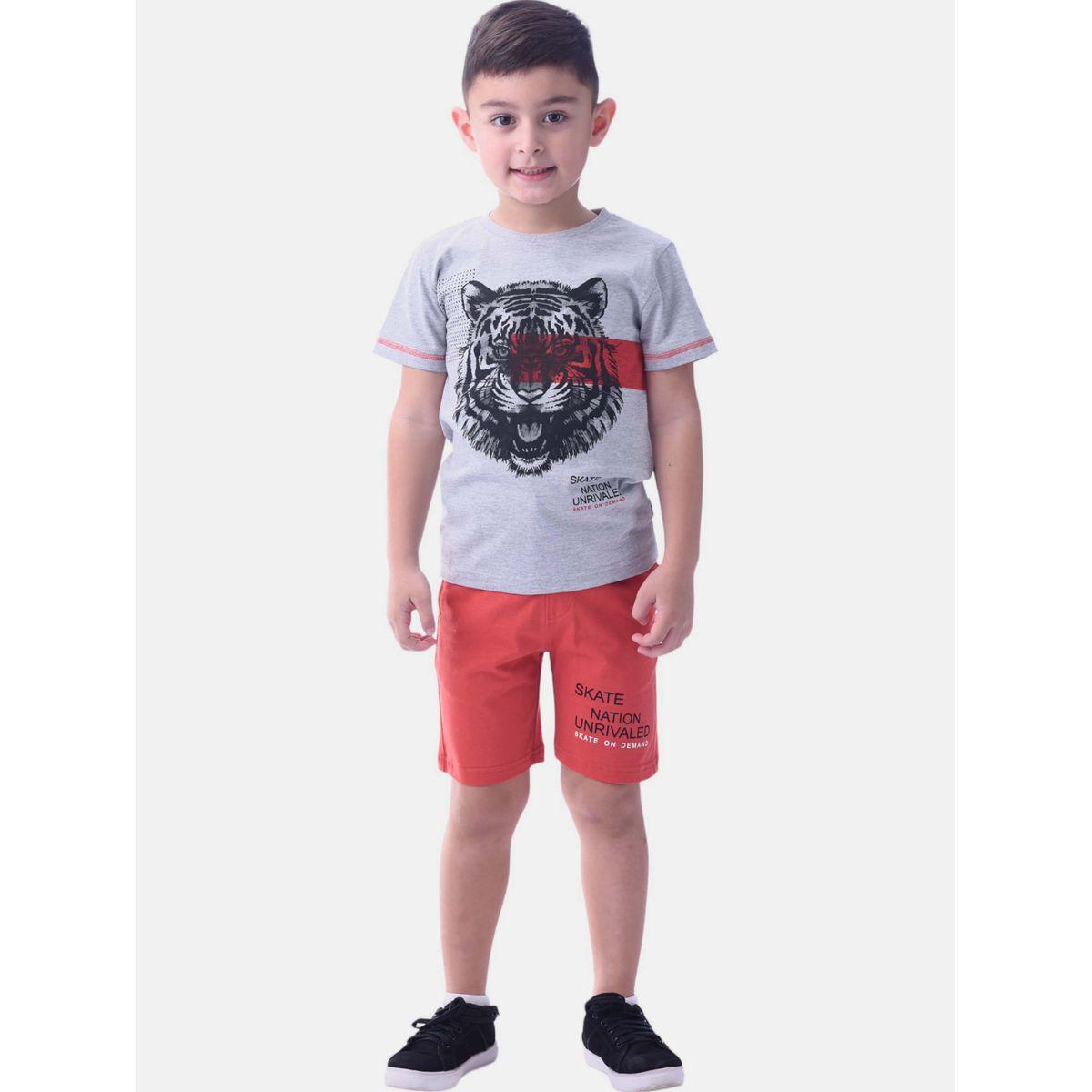Victor and Jane X Styli  Tiger Print Short Sleeve T-Shirt & Shorts Set-boys-clothing-setsandcoords-image-1