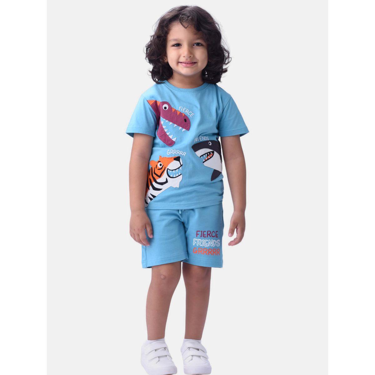 Victor and Jane X Styli  Patch Design T-Shirt & Shorts Set-boys-clothing-setsandcoords-image-1