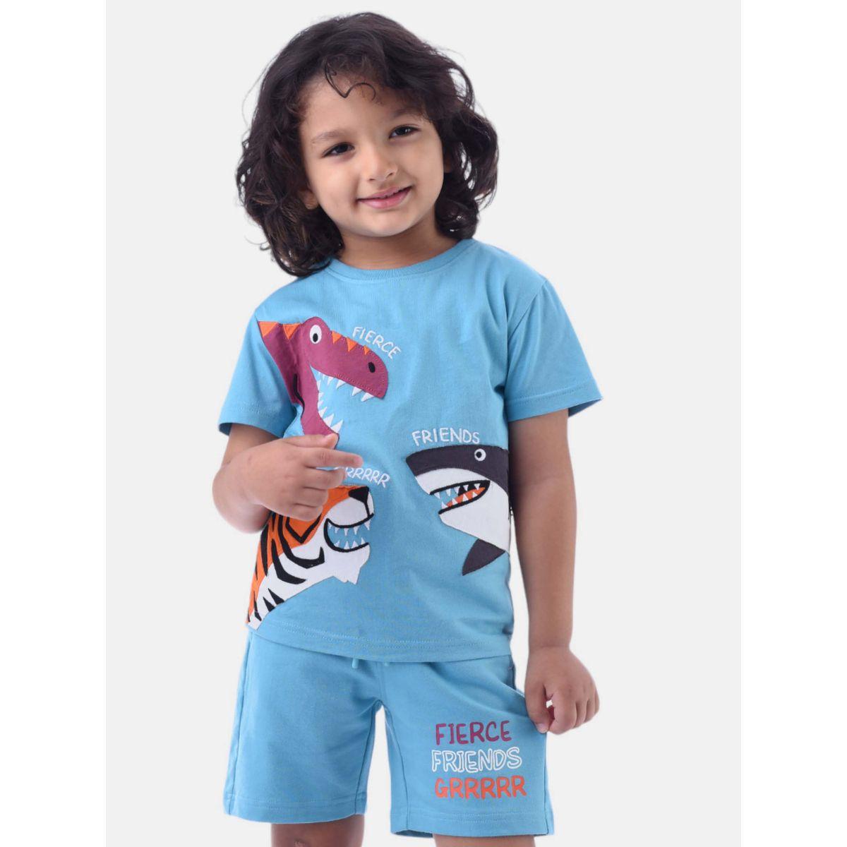 مجموعة من شورت وتيشيرت بطبعات خياطة فيكتور آند جين × ستايلي-boys-clothing-setsandcoords-image-3