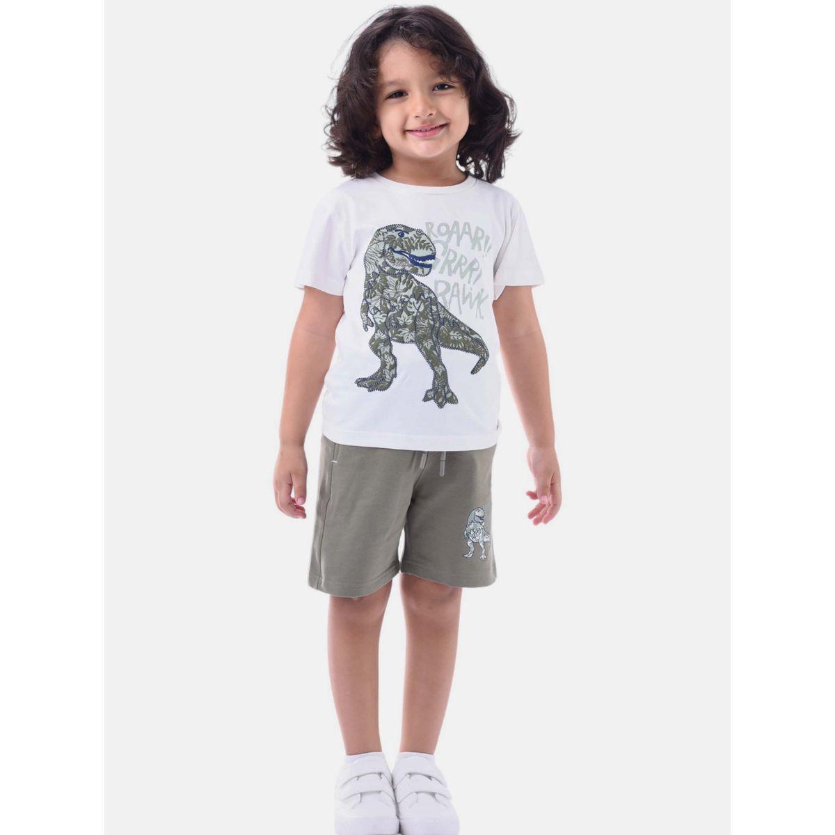 Victor and Jane X Styli  Dino Graphic T-Shirt & Shorts Set-boys-clothing-setsandcoords-image-1