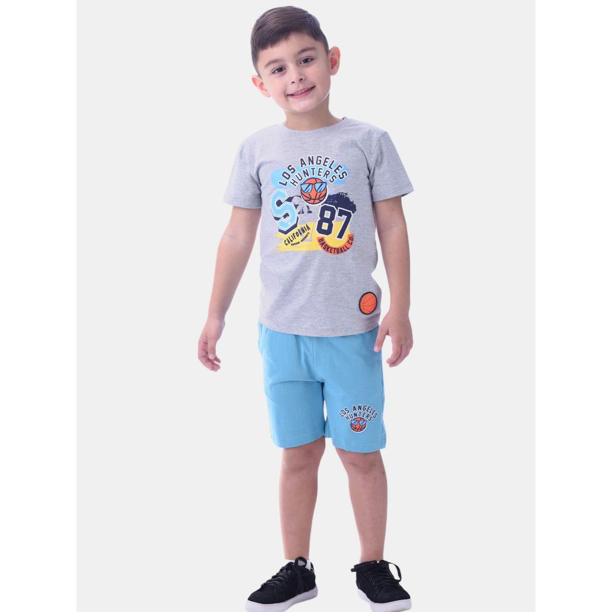 مجموعة من شورت وتيشيرت بطبعة جرافيك فيكتور آند جين × ستايلي-boys-clothing-setsandcoords-image-1