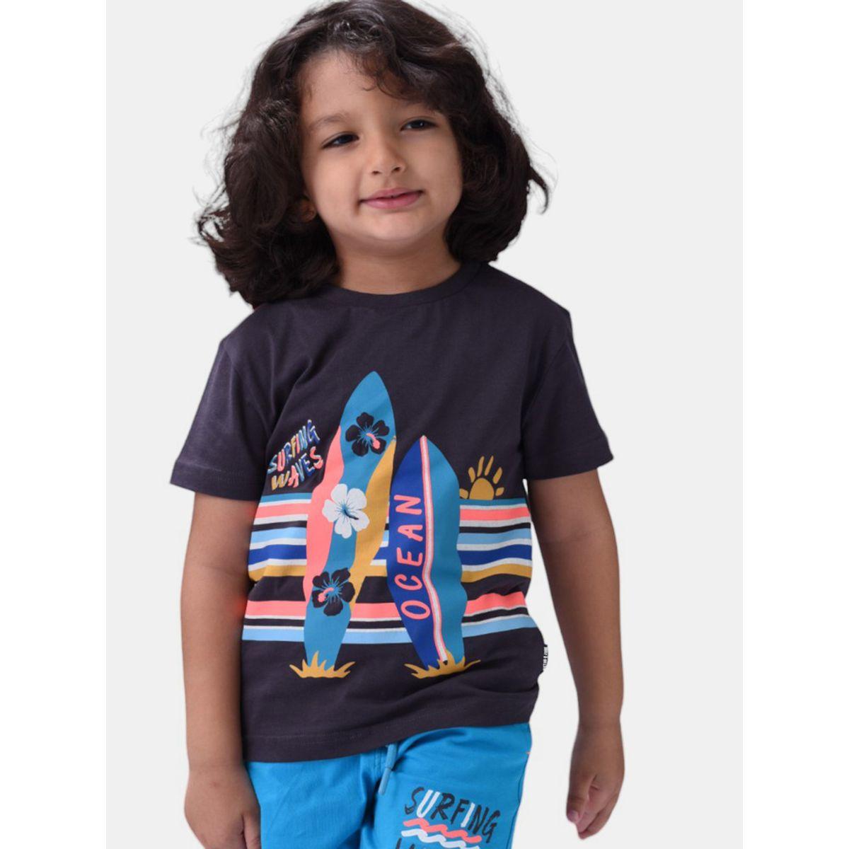 Victor and Jane X Styli  Surfing Waves Graphic Print T-Shirt & Shorts Set-boys-clothing-setsandcoords-image-3