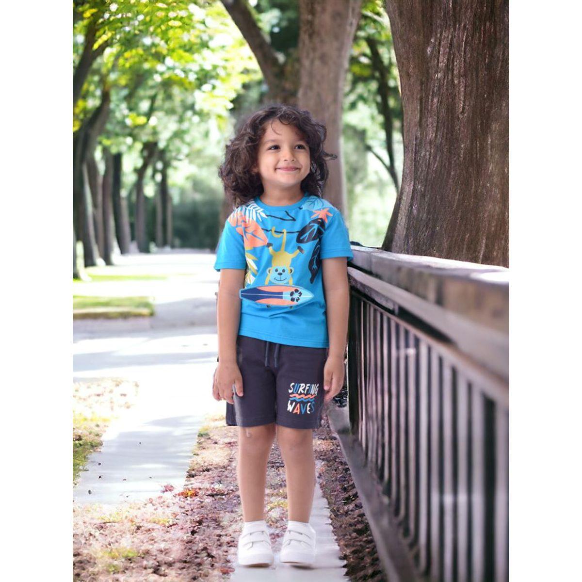 مجموعة من شورت وتيشيرت بطبعة جرافيك فيكتور آند جين × ستايلي-boys-clothing-setsandcoords-image-3