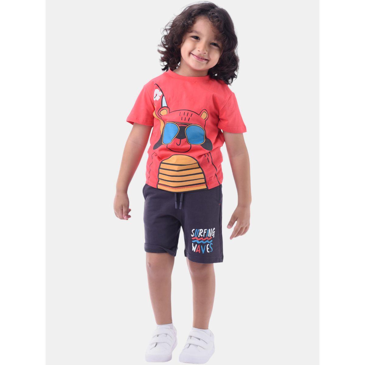 Victor and Jane X Styli  Panda Graphic T-Shirt & Shorts Set-boys-clothing-setsandcoords-image-1