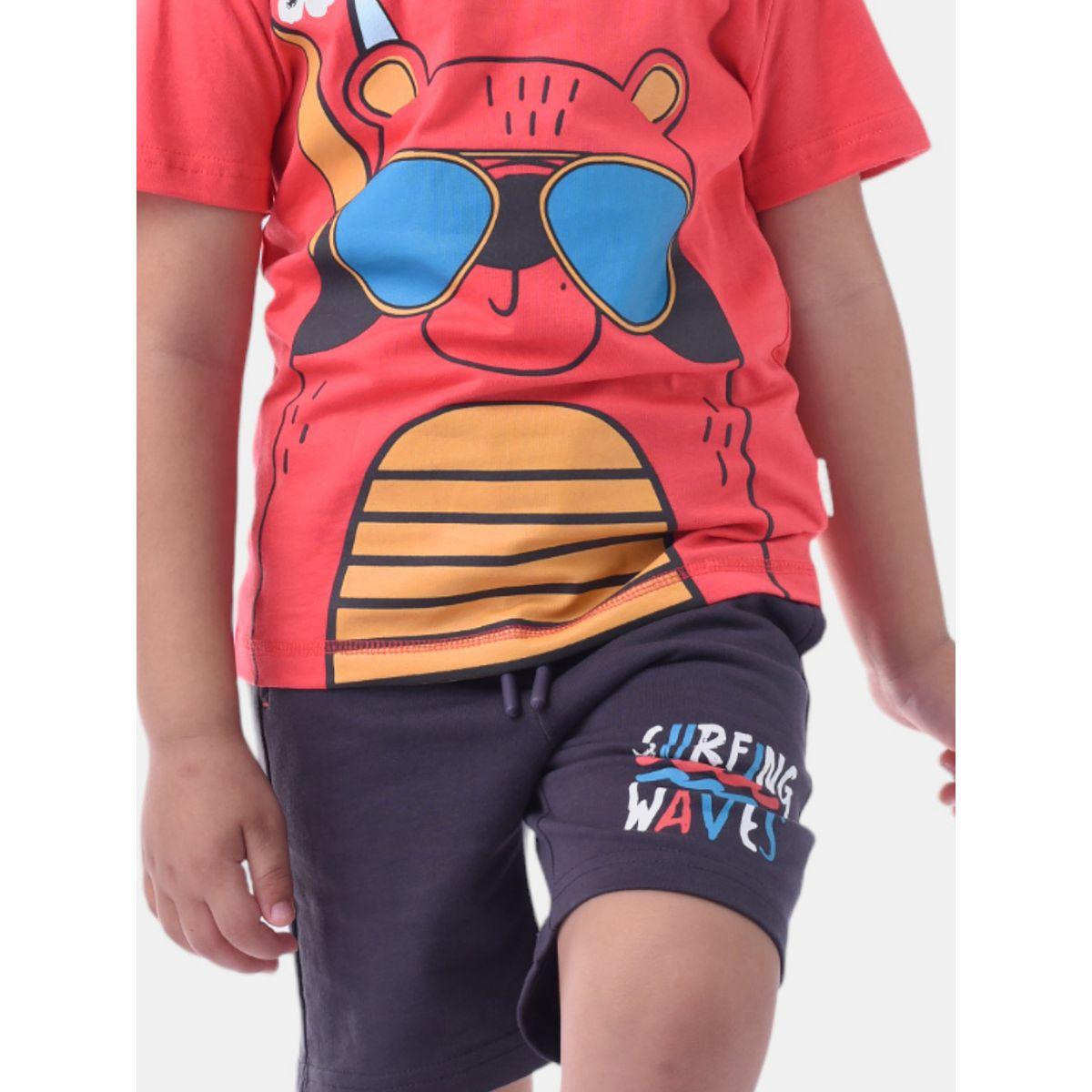 مجموعة من شورت وتيشيرت بطبعة جرافيك فيكتور آند جين × ستايلي-boys-clothing-setsandcoords-image-4