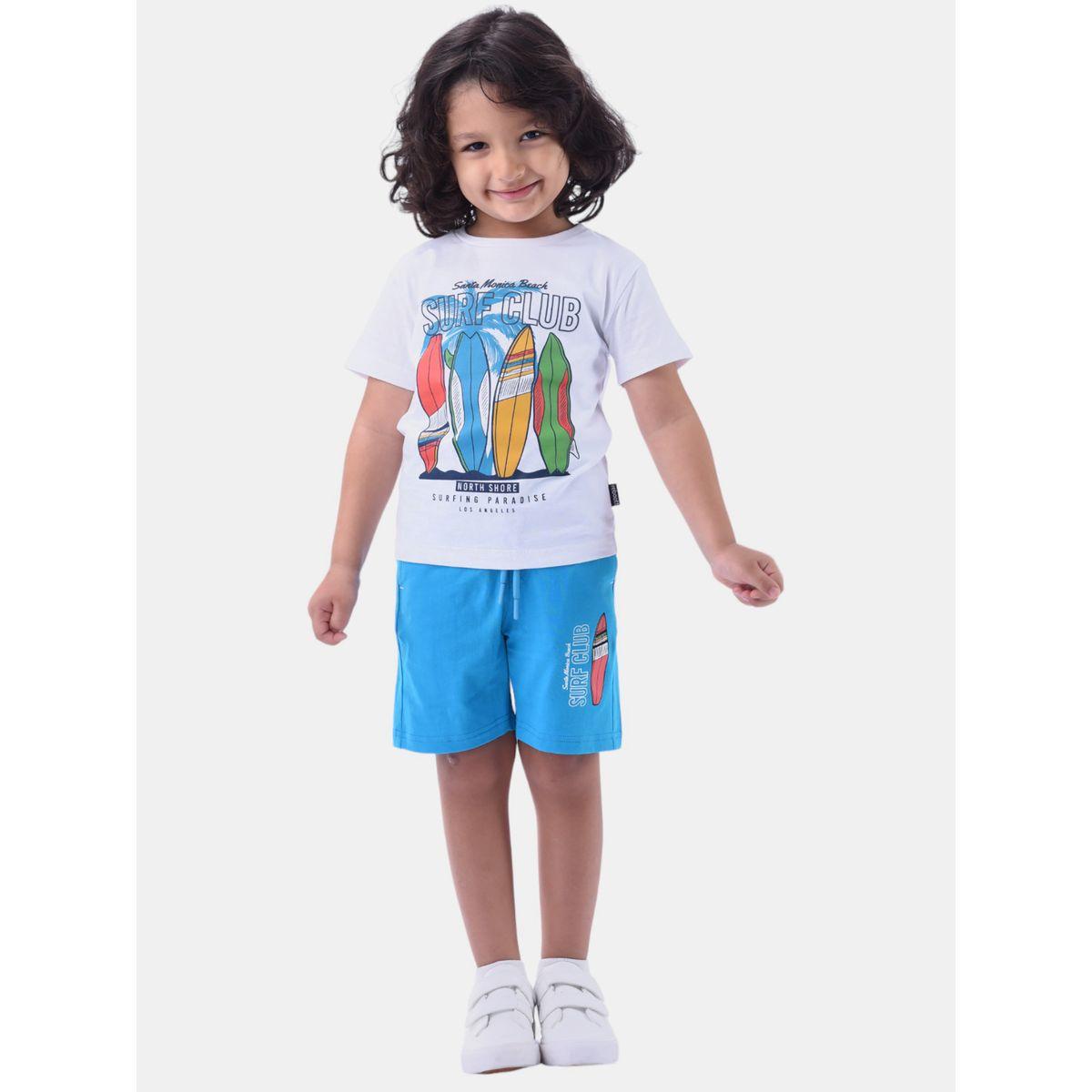 مجموعة من شورت وتيشيرت بطبعة جرافيك فيكتور آند جين × ستايلي-boys-clothing-setsandcoords-image-1